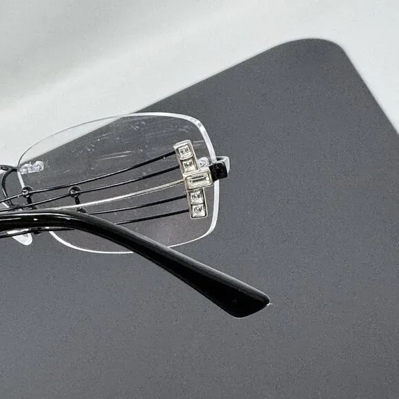 Charmant Eyeglasses XL2010 BK Titan Black Rhinestones Rimless Japan 51 [] 17 135